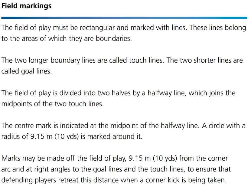 Laws of the game - Field markings