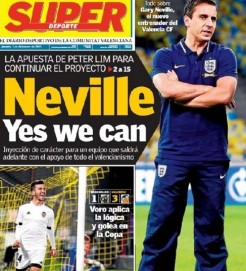 Optimisme kepada Gary Neville tergambar di halaman depan media Spanyol SuperDeporte 