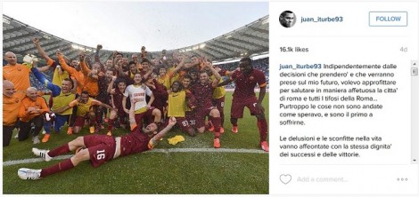 Juan Iturbe mengucapkan perpisahan di akun Instagram miliknya. 